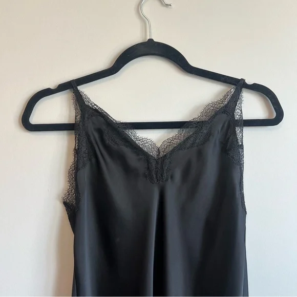 VICTORIAS SECRET Lace Trim Mini Slip Dress in Black - Picture 3 of 7